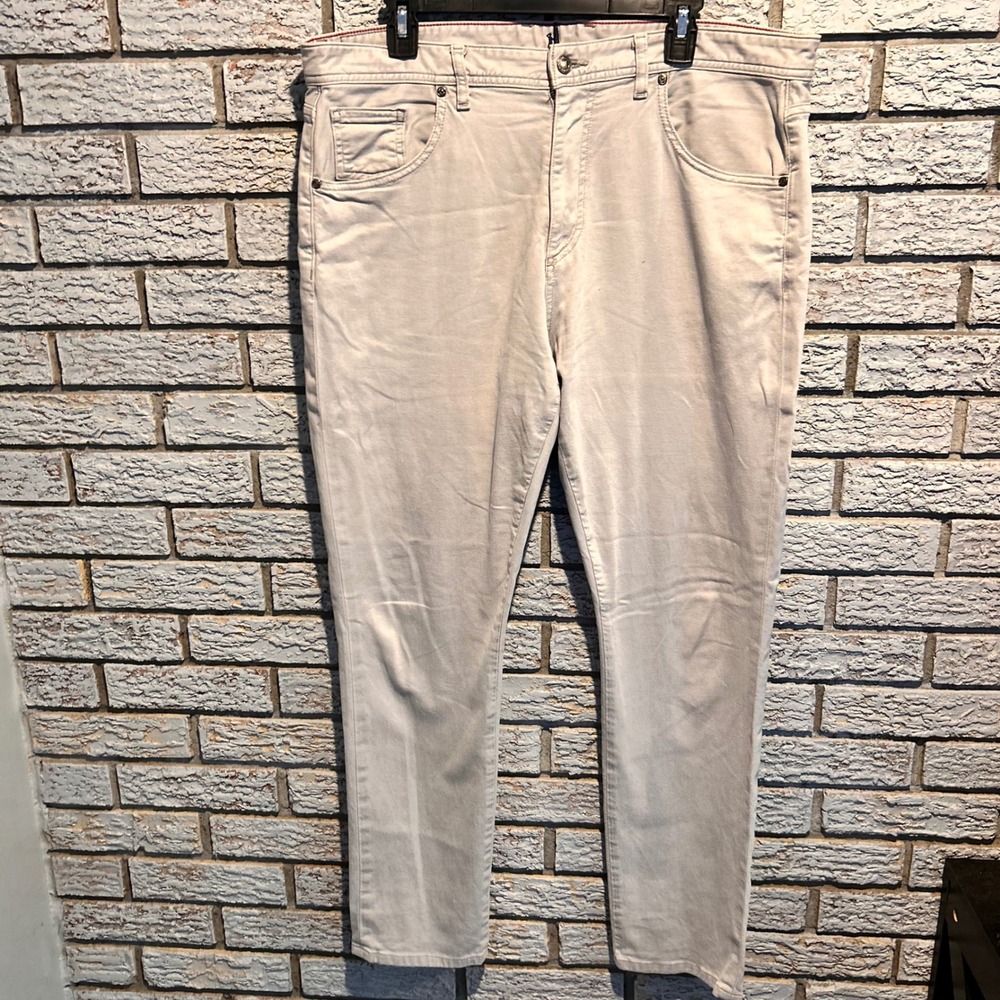Johnnie-O Mens 5-Pocket Pants Khaki Beige Straight Leg 38x32 Stretch ProModal